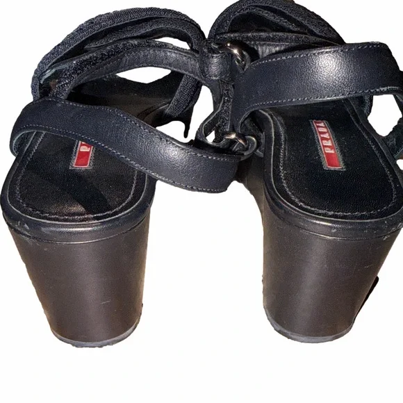 Prada Vintage Criss Cross Nylon Platform Sandal w/Leather Straps | Sz 37.5/7W - Picture 5 of 7